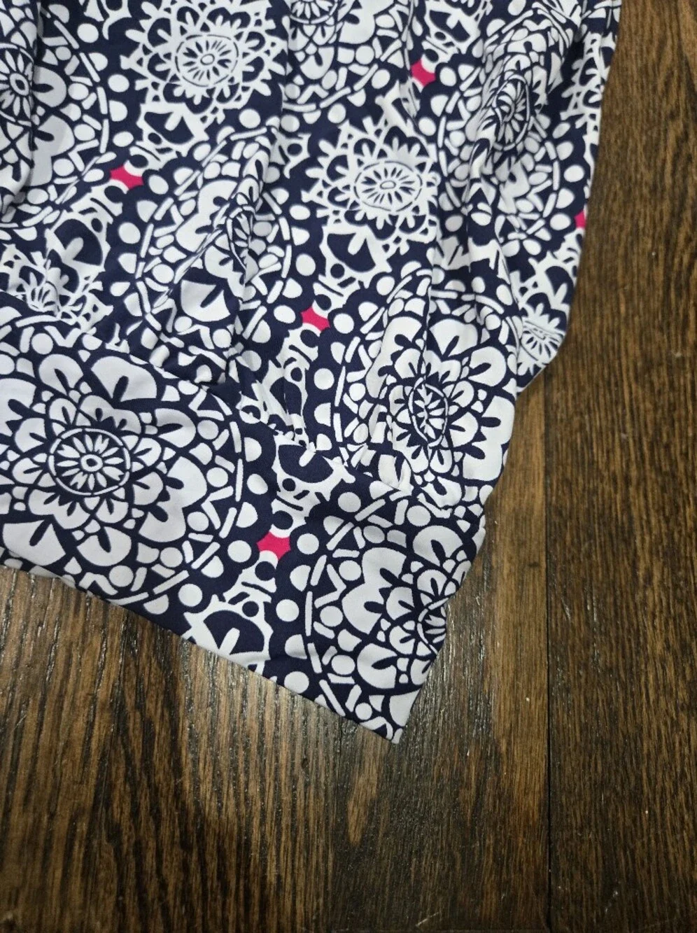 Lands End Navy White Pink Mandala Geometric Blouson Tankini Swim 22W